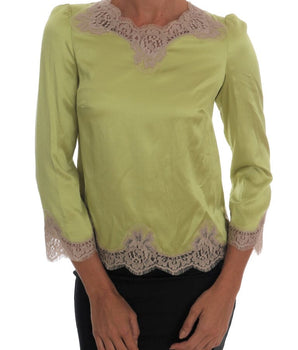 Dolce & Gabbana Elegant Floral Lace Silk Blouse Dolce & Gabbana 