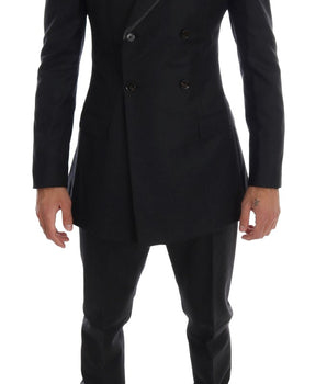 Dolce &amp; Gabbana Elegant Gray Double Breasted Wool Suit