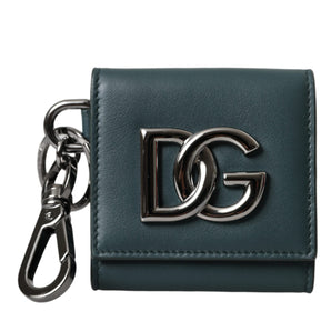 Dolce & Gabbana Green Calfskin Leather DG Logo Keyring Coin Purse Wallet