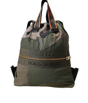 Dolce & Gabbana Military Green Patchwork Rucksack Backpack Bag