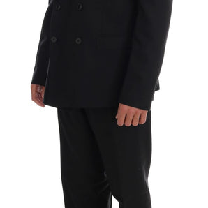 Dolce &amp; Gabbana Elegant Black Wool Three-Piece Suit