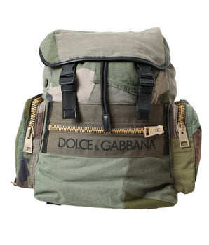 Dolce & Gabbana Military Green Patchwork Rucksack Backpack Bag