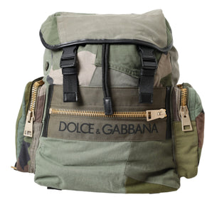 Dolce & Gabbana Military Green Patchwork Rucksack Backpack Bag