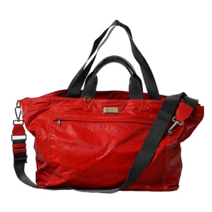 Dolce & Gabbana Red Nylon Calfskin Hand Shoulder Duffel Bag