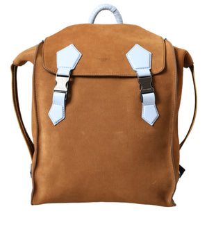 Dolce & Gabbana Brown Yellow Suede Leather Logo Backpack Bag