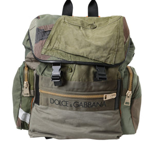 Dolce & Gabbana Military Green Patchwork Rucksack Backpack Bag