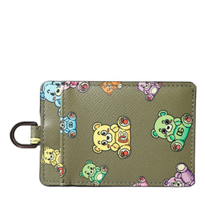 Dolce & Gabbana Army Green Teddy Bear Leather Women Card Holder Wallet