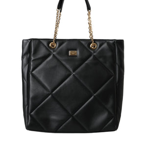 Dolce & Gabbana Black Leather JUNGLE Quilted Shopping Tote Bag