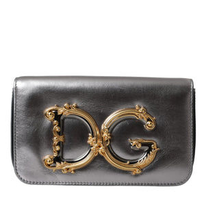 Dolce & Gabbana Metallic Silver Leather DG Girls Napa Shoulder Bag