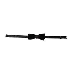 Dolce & Gabbana Black Velvet Cotton Adjustable Neck Men Bow Tie