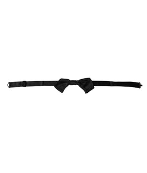 Dolce & Gabbana Black Satin Silk Adjustable Neck Men Bow Tie