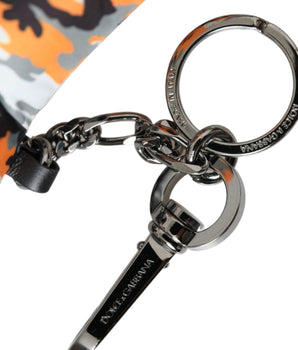 Dolce &amp; Gabbana Multicolor Camouflage Animal Silhouette Keychain Keyring
