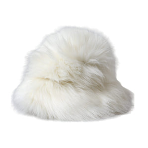 Dolce & Gabbana White Acrylic Fur Womens Bucket Hat