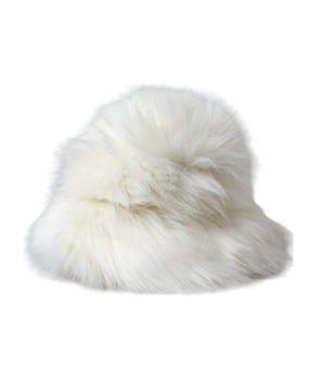 Dolce & Gabbana White Acrylic Fur Womens Bucket Hat