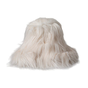 Dolce & Gabbana Off White Acrylic Fur Womens Bucket Hat