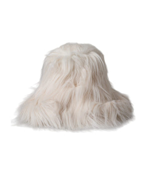 Dolce & Gabbana Off White Acrylic Fur Womens Bucket Hat