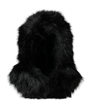 Dolce & Gabbana Black Faux Fur Whole Head Wrap Hat