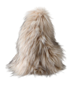 Dolce & Gabbana Beige Acrylic Fur Women Bucket Hat