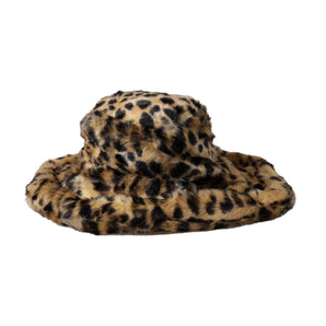 Dolce & Gabbana Brown Leopard Fur Women Bucket Hat