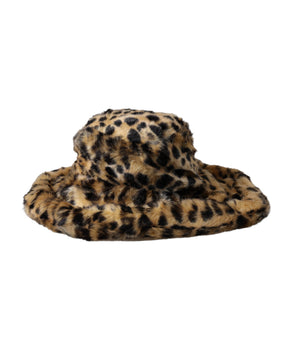 Dolce & Gabbana Brown Leopard Fur Women Bucket Hat