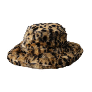 Dolce & Gabbana Brown Leopard Fur Women Bucket Hat