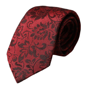 Dolce & Gabbana Red Floral Brocade Silk Adjustable Men Tie