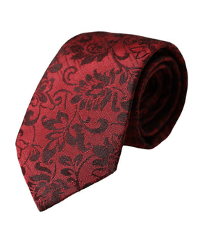 Dolce & Gabbana Red Floral Brocade Silk Adjustable Men Tie
