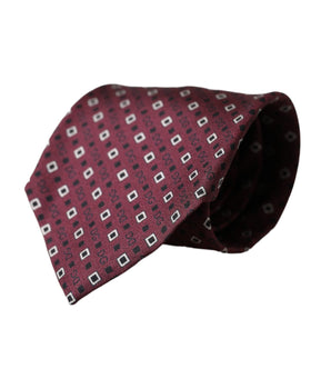 Dolce & Gabbana Maroon Silk Branded Logo Adjustable Men Tie