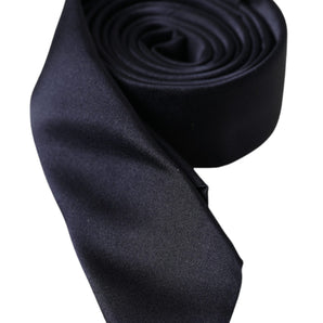 Dolce & Gabbana Dark Blue Solid Silk Adjustable Men Tie