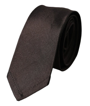 Dolce & Gabbana Brown Solid 100% Silk Adjustable Tie