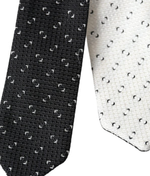 Dolce & Gabbana Black White Patterned Adjustable Tie
