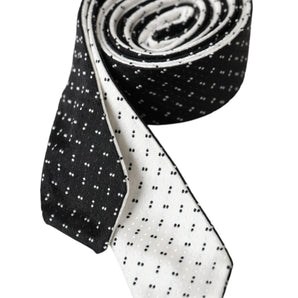 Dolce & Gabbana Black White Patterned Adjustable Tie