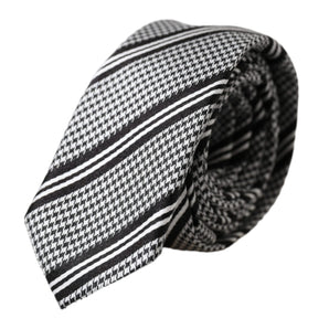 Dolce & Gabbana Black White Stripes Silk Adjustable Tie