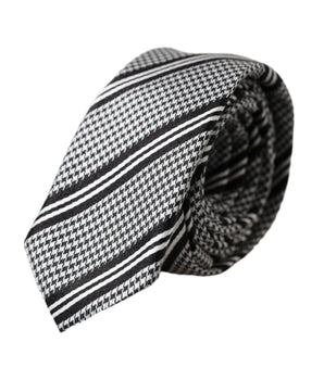 Dolce & Gabbana Black White Stripes Silk Adjustable Tie