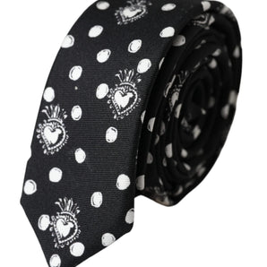 Dolce & Gabbana Black Heart Polka Dot Adjustable Tie