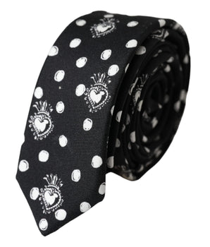 Dolce & Gabbana Black Heart Polka Dot Adjustable Tie