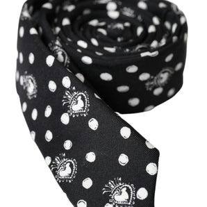 Dolce & Gabbana Black Heart Polka Dot Adjustable Tie