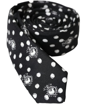 Dolce & Gabbana Black Heart Polka Dot Adjustable Tie