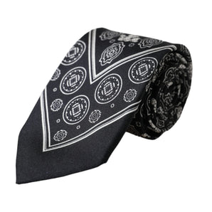 Dolce & Gabbana Black Patterned 100%Silk Adjustable Tie