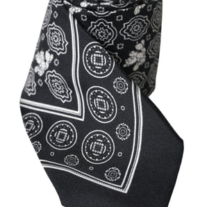 Dolce & Gabbana Black Patterned 100%Silk Adjustable Tie