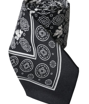 Dolce & Gabbana Black Patterned 100%Silk Adjustable Tie
