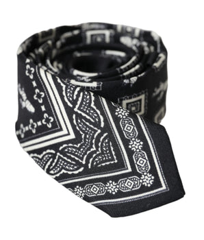 Dolce & Gabbana Black Patterned 100%Silk Adjustable Tie