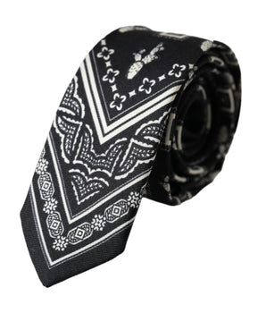 Dolce & Gabbana Black Patterned 100%Silk Adjustable Tie