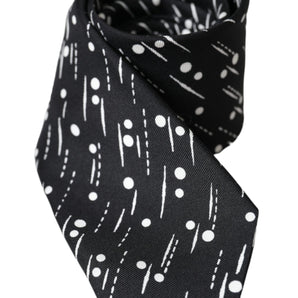 Dolce & Gabbana Black Dotted 100% Silk Adjustable Tie