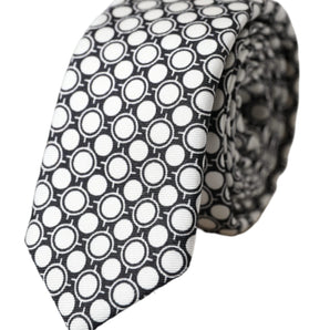 Dolce & Gabbana White Circles 100% Silk Adjustable Tie