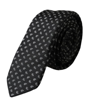 Dolce & Gabbana Black Jacquard Patterned Silk Adjustable Men Tie