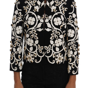 Dolce &amp; Gabbana Floral Embroidered Crystal Wool Coat Jacket