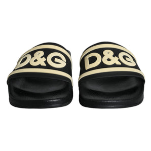 Dolce & Gabbana Black Rubber Sandals Slides Beachwear Shoes