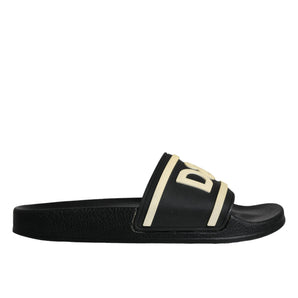 Dolce & Gabbana Black Rubber Sandals Slides Beachwear Shoes