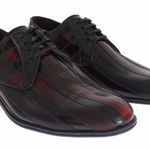 Dolce & Gabbana Elegant Black Bordeaux Striped Leather Dress Shoes Dolce & Gabbana 